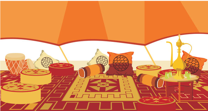 set of food and drinks