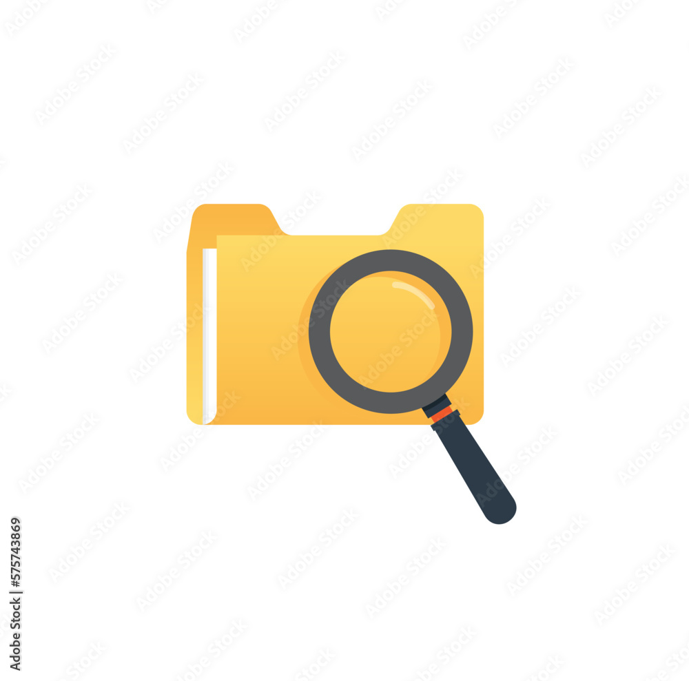Poster searching through folders user interface icon design. vector illustration.