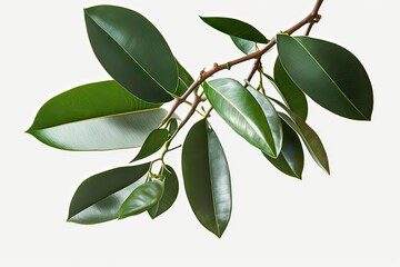 Ficus Branch on White Background. Photo generative AI