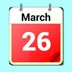 Fototapeta premium day on the calendar, vector image format, March 26