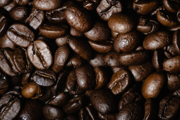 Brown Roasted Coffee Beans Closeup background