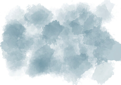 Blauer, Hellblauer Rauch, Wasserfarben auf Transparenten Hintergrund, Wolken