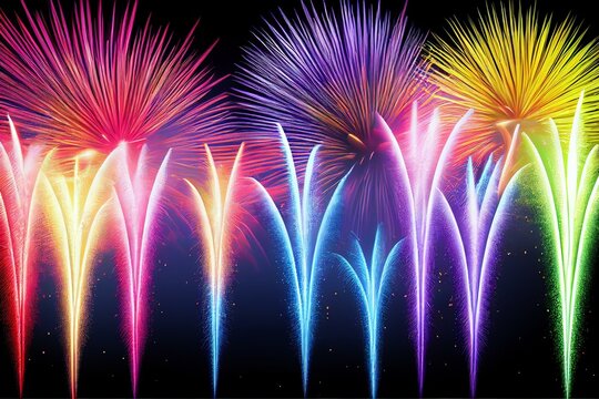 Colorful fireworks clipart PNG. Generative AI