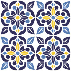 Fototapeta na wymiar Vector Retro or Traditional Portuguese or Moroccan Style Flooring Tiles Seamless Surface Pattern for Background, Products or Wrapping Paper Prints.