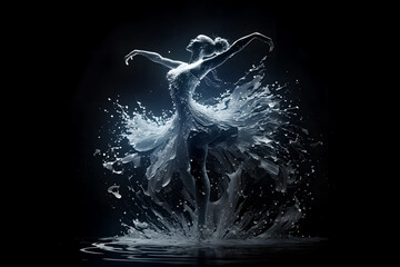 Ballerina. Abstract splash. Abstract background. Created with generative AI technologies. - obrazy, fototapety, plakaty