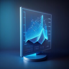 Blue hologram displaying data