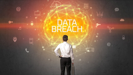 Rear view of a businessman, online security concept