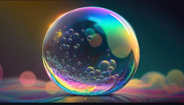 4K resolution or higher, Iridescent soap bubble. Generative AI Technology