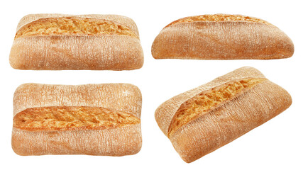 Naklejka na ściany i meble Ciabatta bread isolated on white background, full depth of field