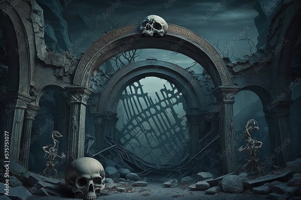 Poster apocalyptic ambience in the decrepit skeletons of structures generative ai