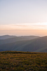 closeup view of sunset in mountains