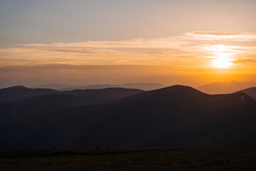 closeup view of sunset in mountains