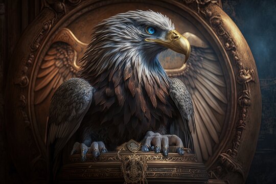 Ancient Honor: An Eternal Honor Overlooking from an Antique Vintage Eagle Generative AI
