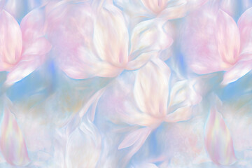 Pink Magnolia Flowers Watercolor background wallpaper