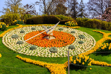 Beautiful flower clock in Geneva, Switzerland
