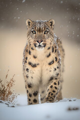 Fototapeta premium The Elusive Beauty of the Snow Leopard