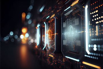 Digital data flow on road with motion blur to create vision of fast speed transfer . Concept of future digital transformation , disruptive innovation and agile business methodology .