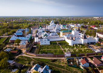 Obraz premium Aerial view of district of Rostov-on-don on riverside with church, Russia