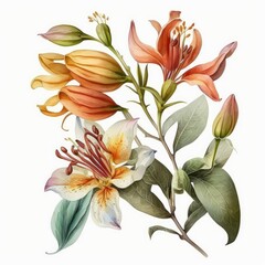 About Watercolor Gloriosa Lily Flower Floral Clipart, Isolated on White Background.