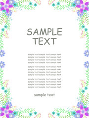 かわいい花と植物のイラストフレーム