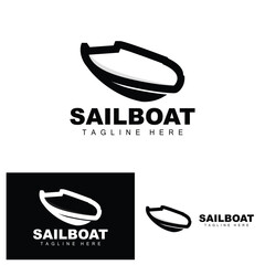 Sailboat Logo,Traditional Asian Boat Vector, Lake Ocean Icon Design, Fishing Boat