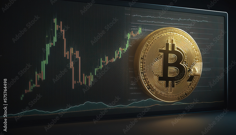 Wall mural bitcoin - join the bitcoin craze and start trading today. the graph shows its potential for profit -