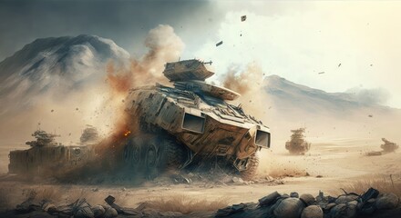 cruel war scenes, digital painting, Powerful Images of Conflict and Chaos (ai generated)