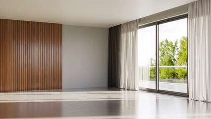Fototapeta premium Illustration 3D rendering large luxury modern bright interiors Living room mockup computer digitally generated image