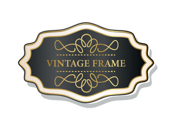 Vintage frame dark gold. Luxury product for rich people, label for bottle of alcoholic drink. Template, layout and mock up. Poster or banner for website. Realistic flat vector illustration