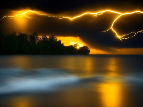 Lightning over the sea generative ai