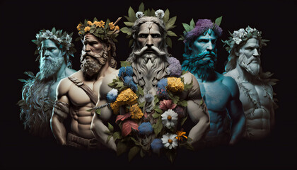 Group of German gods - Mythologies - Generative AI