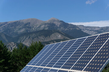Solar panels in a meadow in the Catalan Pyrenees