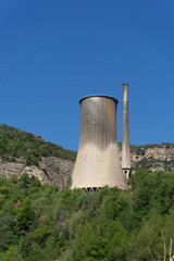 Thermal power station in the middle of the forest of the Catalan Pyrenees