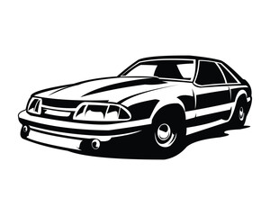 Obraz premium 1990's mustang car vector isolated on white background showing from the side. vector illustration available in eps 10.