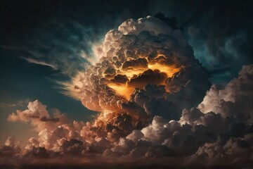 Obraz na płótnie Canvas Cloudy sky at golden hour illustration. Generative AI