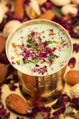 Kesariya Thandai Or Kesaria Sardai - Traditional Indian Sweetened Refreshing Milk Flavored Beverage, Masala Drink Widely Enjoyed On Indian Festival viz. Holi, Diwali, Holla Mahalla And Maha Shivaratri