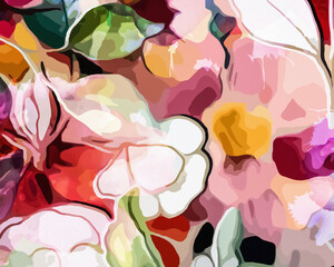 Rainbow Garden - Abstract Botanical Art 