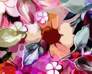 Rainbow Garden - Abstract Botanical Art 