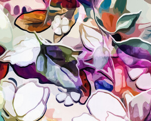 Rainbow Garden - Abstract Botanical Art 