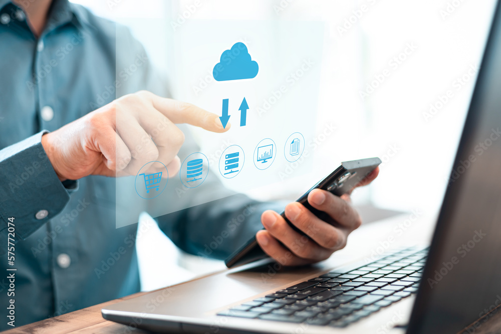 Poster database storage cloud technology file data transfer sharing exchange, big data information for fina