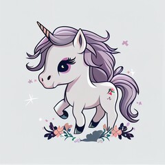 Unicorn cartoon art ford kids, cute draw unicorn, GENERATIVE AI