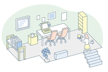 建物の中の仕事スペース。クリエイティブな仕事の場所