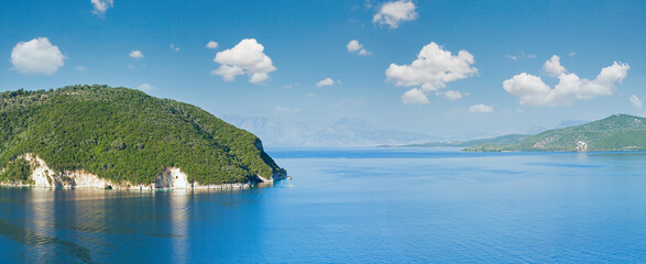 Lefkada coast summer panorama (Greece)