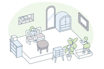 鏡のあるプライベートな部屋。趣味を楽しむ