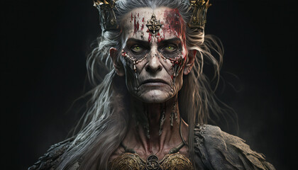 Hel god of Darkness - Desert - German Mythologies - Generative AI