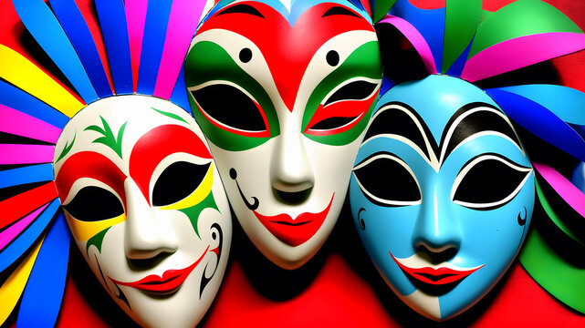 Preciosas y Coloridas M&aacute;scaras de Carnaval, IA Generativa