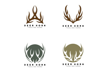 Deer Antler Logo, Antler Icon Illustration, Christmas Santa Animal Vector, Brand Design