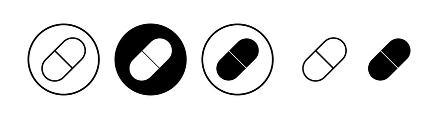 Pills icon vector illustration. capsule icon. Drug sign and symbol