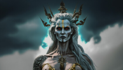 Hel god of Darkness - Desert - German Mythologies - Generative AI
