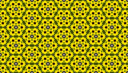 circle of daisies seamless pattern